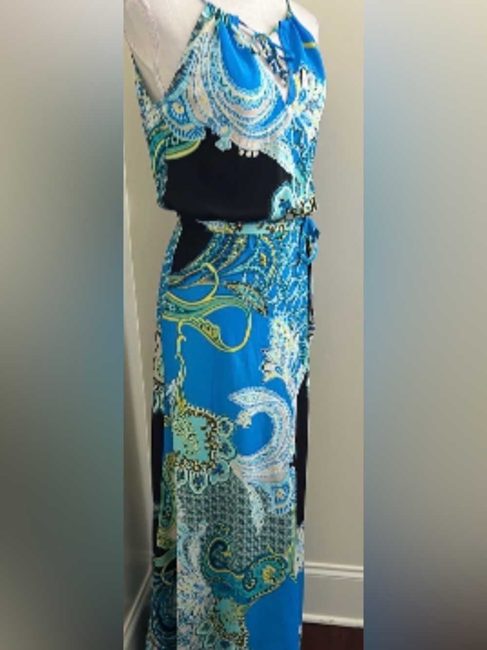 Cache Blue Paisley Maxi Dress with Black Panels never used - Picture 4 of 10